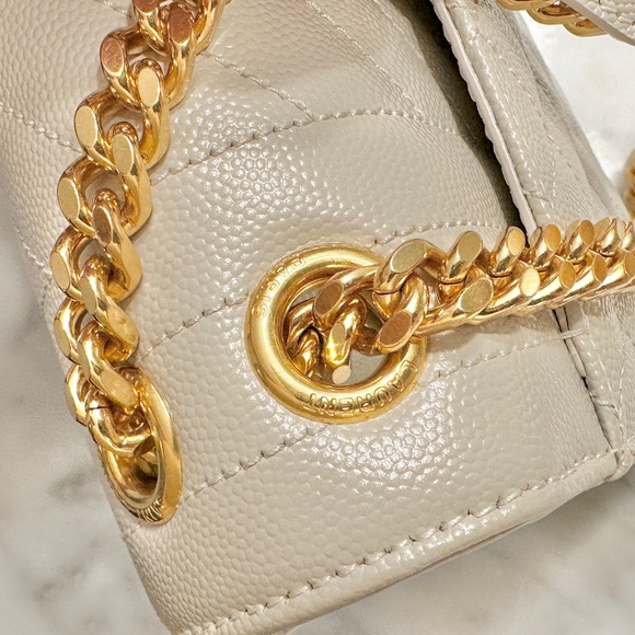 YSL Classic Monogram Envelope Bag Mixed Matelassé Grain de Poudre Leather Medium - Picture 7 of 14